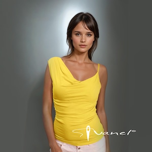 Cowl neck top/Cocktail top/Stylish top/ One shoulder top/ Open shoulder top/Elegant top/Party tank top/IVANEL/28 colors,S, M, L, XL, XXL