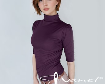 Mock Neck Top, Damen Bluse, ausgestattet mit Rollkragen Top, Benutzerdefinierte Größe Casual Party Kleidung, auf Bestellung Elegante Bürokleidung Kleidungsstück für Sie