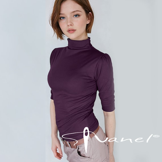 Turtleneck Top, Slim Skin Tight Stretchy Turtleneck Top, 3/4 Sleeves Blouse, Women Top, Puffed Sleeves, Fitted Tops, 28 Colors S,M,L,XL,XXL - Etsy Turtleneck Top, Slim Skin Tight Stretchy Turtleneck Top, 3/4 Sleeves Blouse, Women Top, Puffed Sleeves, Fitted Tops, 28 Colors S,M,L,XL,XXL - Etsy
