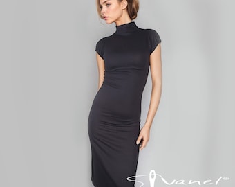 knee length dresses for ladies Evry | Black Lace Long-Sleeve Mini Dress with Oversized Satin Bow main image 1