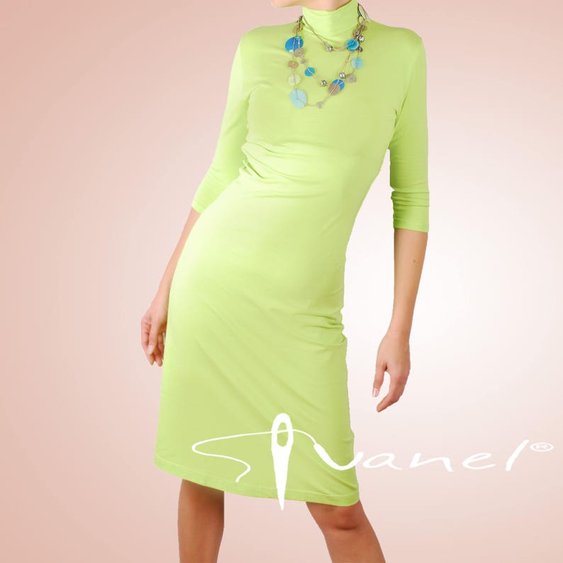 semi turtleneck dress, mock turtleneck, knee length dress, black dress