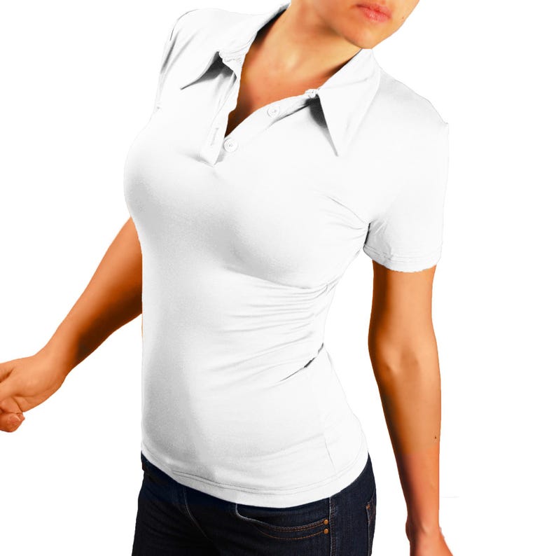 Women's Collared Top, Short Sleeve Blouse, Business Casual Top, Office Shirt, Fitted Summer Top, Custom Made Clothing image 12