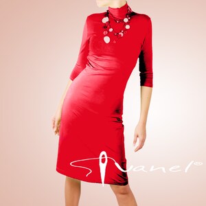 semi turtleneck dress, mock turtleneck, knee length dress, black dress