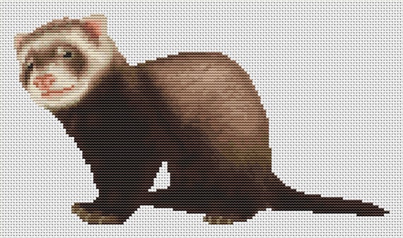 Cross Stitch Kit Delightfully Naughty, Ferret, Pet 