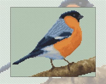 Cross stitch kit Bold Finch, bullfinch, bird, garden