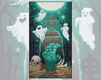 Cross stitch kit The Dead Rising, zombie hand, ghosts