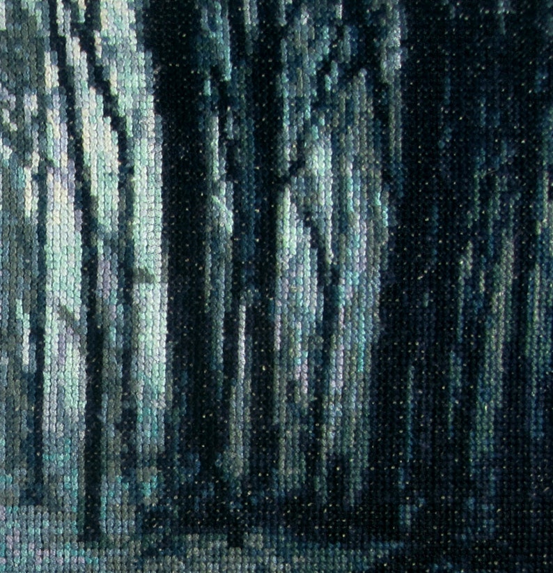forest fog mist Cross stitch kit Mysterious Fog Halloween