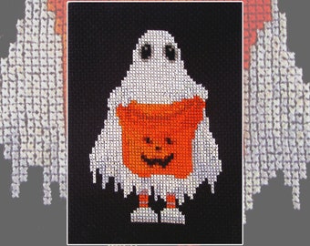 Cross stitch kit Trick or Treat, Halloween, costume, ghost