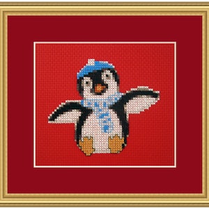 Penguin Christmas, Cross Stitch Kit easy beginner