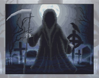 Cross stitch kit Reaper's Graveyard, cemetery