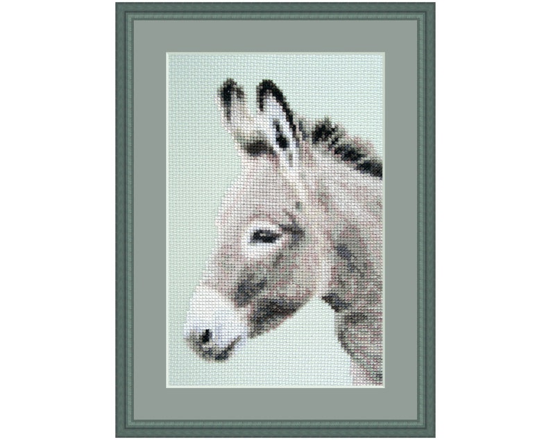 Cross Stitch Kit Determined Spirit Donkey Grey Farm Animal Etsy