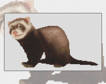 Cross stitch kit Delightfully Naughty, ferret, pet
