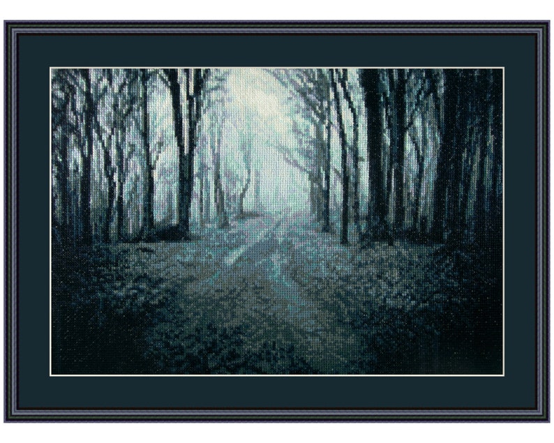 forest fog mist Cross stitch kit Mysterious Fog Halloween