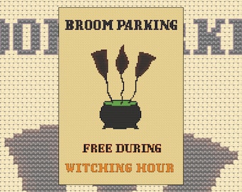 Cross stitch kit Broom Parking Sign