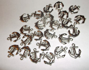 20 pc. Nickel Color Lightweight Plastic Anchor Charms