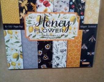 Honey Flowers 6x6 Scrapbook Paper 160gsm