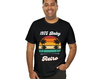 1975 Baby Retro Tee Shirt,Palm Trees Tee,Colorful 70's Tee, 70's Shirt,Unisex Jersey Short Sleeve Tee