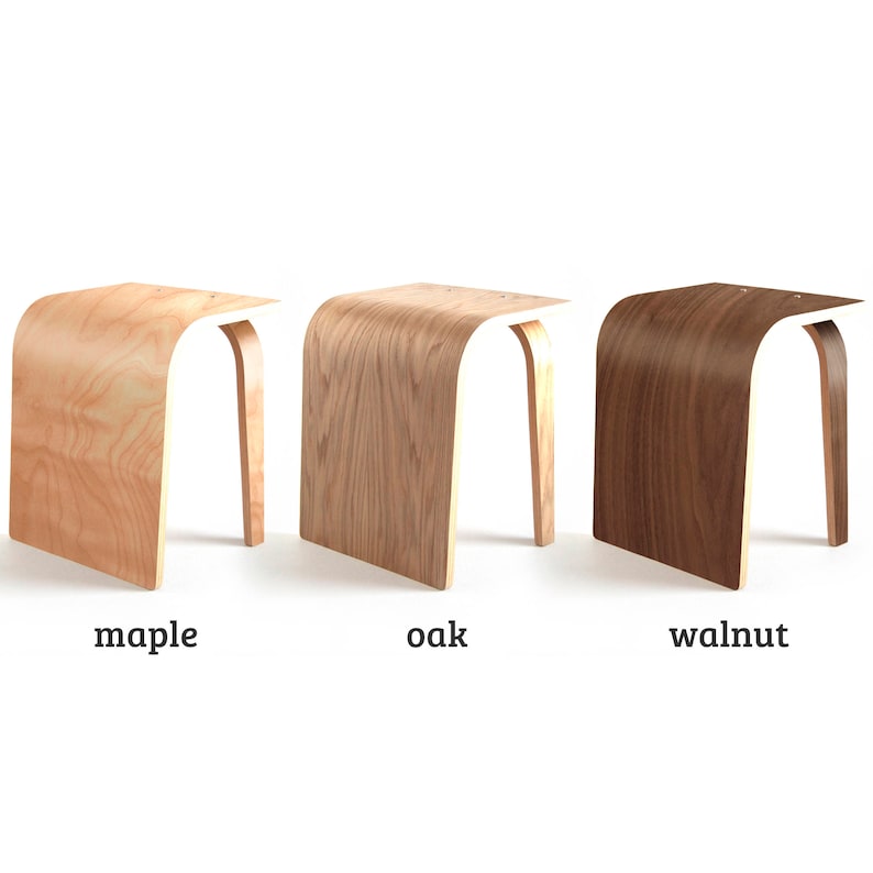 Wood Stool Modern Stool Small Stool Handcrafted Bent Plywood image 5