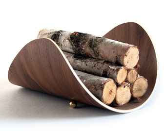Firewood Holder | Firewood Rack | Modern Log Holder | Blanket Holder | Fireplace Storage | Handcrafted Bent Plywood