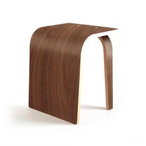 Wood Stool Modern Stool Small Stool Handcrafted Bent Plywood Walnut