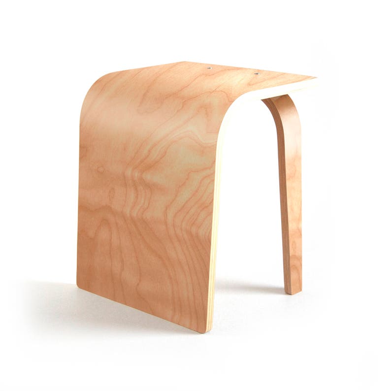 Wood Stool Modern Stool Small Stool Handcrafted Bent Plywood Maple