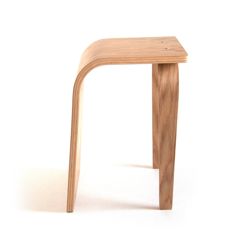 Wood Stool Modern Stool Small Stool Handcrafted Bent Plywood image 1