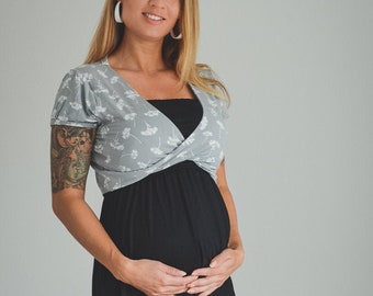 Patrón de costura en PDF – Chaqueta corta Citron Twist – Chaqueta corta de punto para mujer, cruzada con lazo frontal, ideal para principiantes, perfecta para maternidad y lactancia.