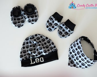 Patrón de costura en PDF: Colección "Cute as a Cupcake" para bebés: gorros, patucos, manoplas y baberos reversibles, para prematuros de 12 meses.