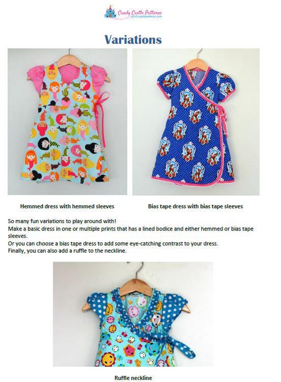 PDF Sewing Pattern  Bubblegum Dress  Baby and Girls Wrap Dress, Sizes  0m14y, Knit and Woven Fabrics - Etsy