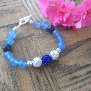 Genuine Aquamarine and Lapis Lazuli Bracelet; Healing Jewelry