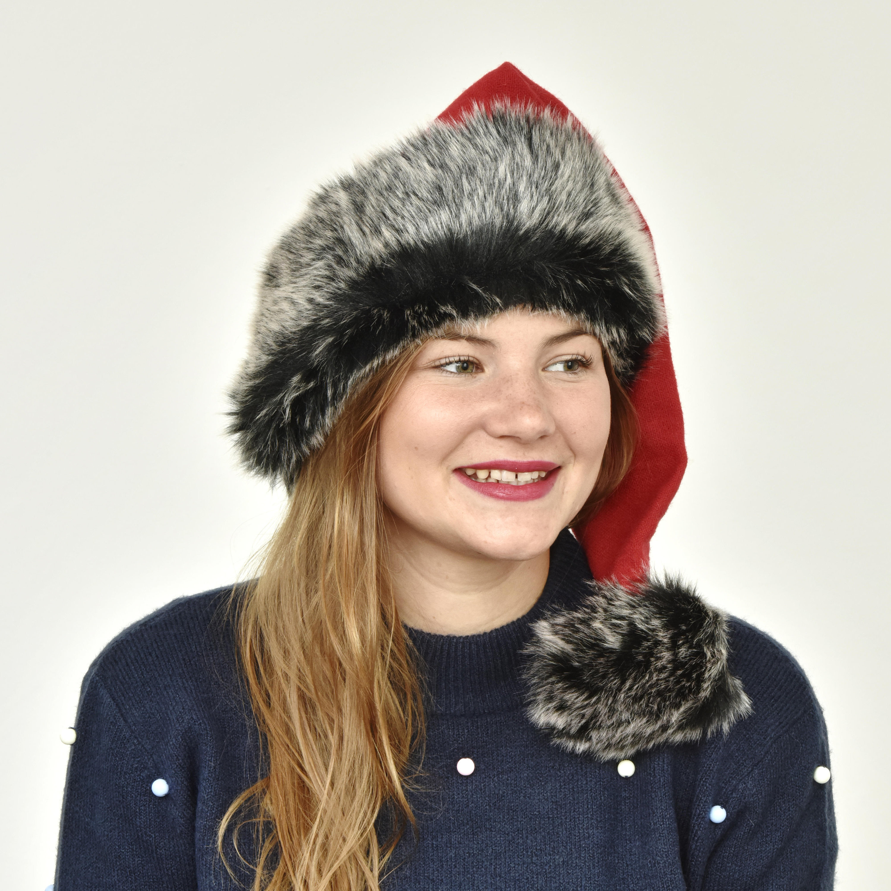 Black Faux Fur Santa Hat
