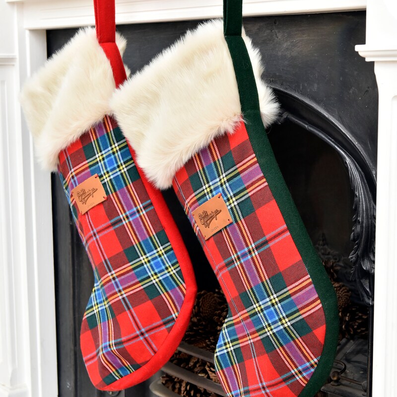 Tartan Christmas Stocking – Knit Patchwork Plaid Design main image 1