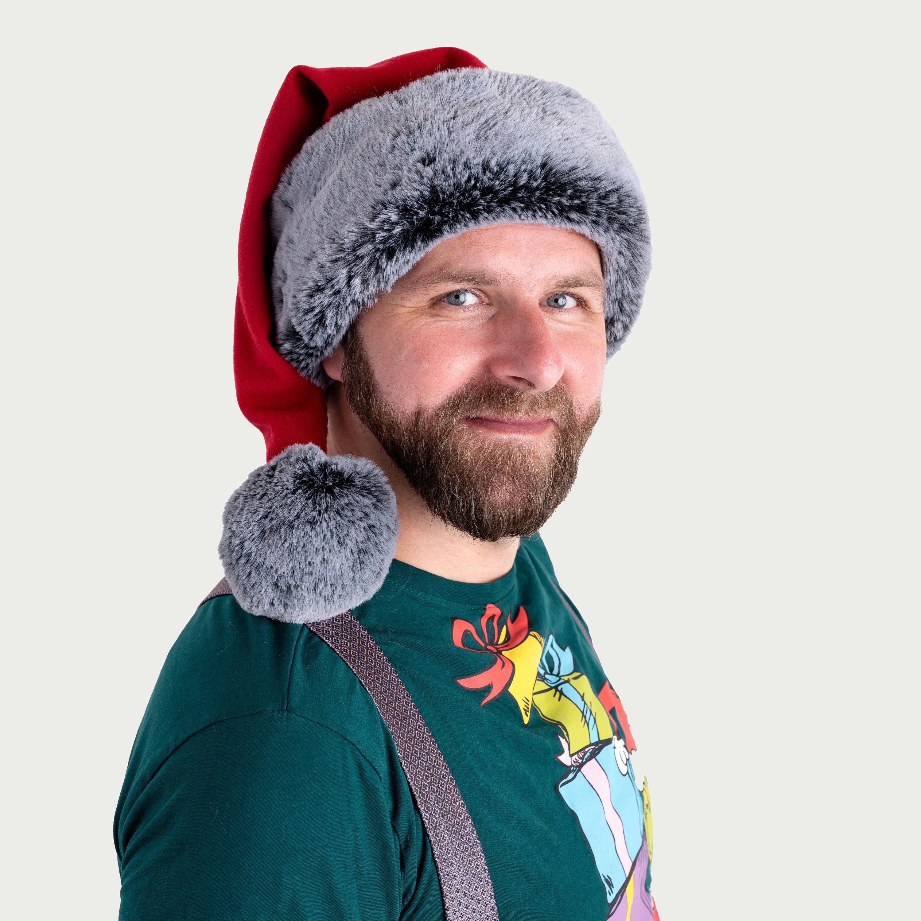 Grey Faux Fur Santa Hat - Etsy