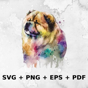 Aquarell Chows SVG PNG EPS, Kommerzielle Nutzung Clipart Vektorgrafiken für Wandkunst, Tshirts, Sublimation, Journals, Print on Demand t-shirts