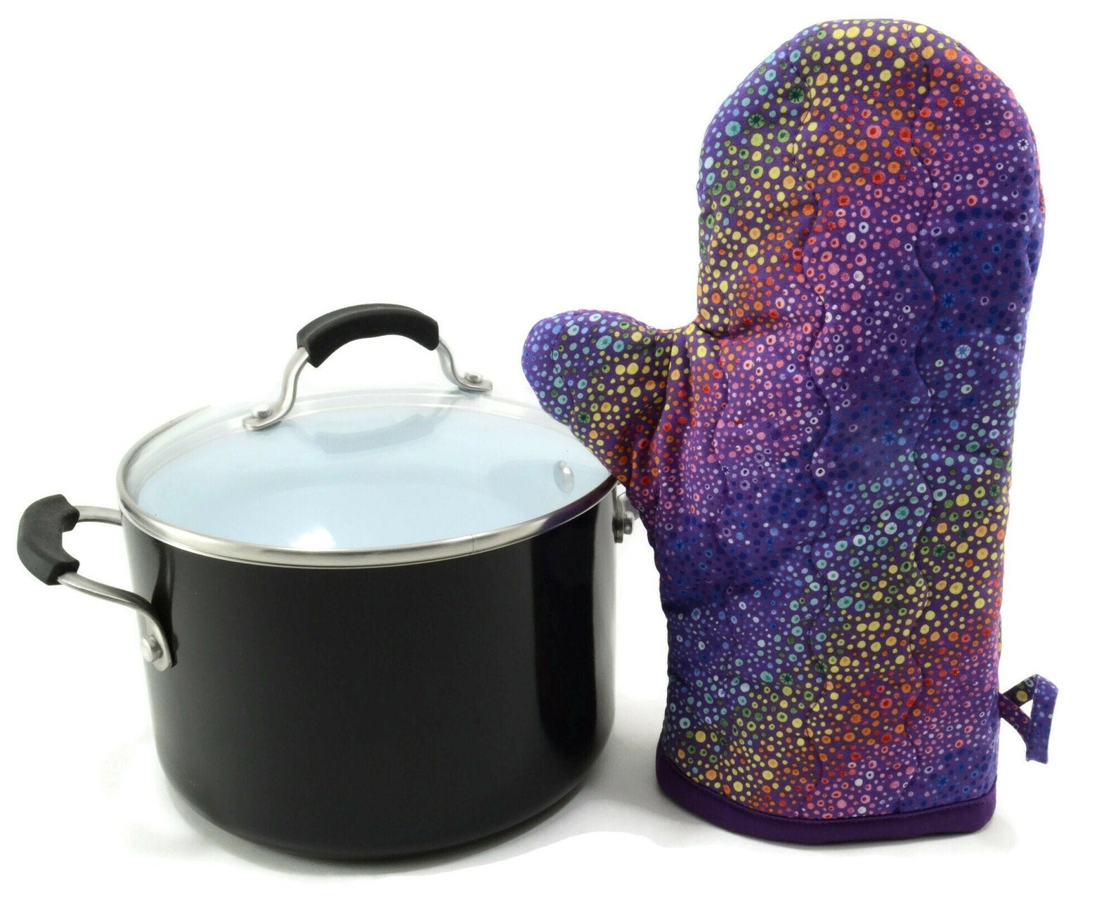 Purple Rainbow Oven Mitt Insulated Pot Holder Colorful Dots Etsy