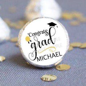 108 Hershey Kiss Labels, Personalized Graduation Candy Labels, Congrats Grad Candy Favors, Custom Graduation Labels, Graduation Name Favors