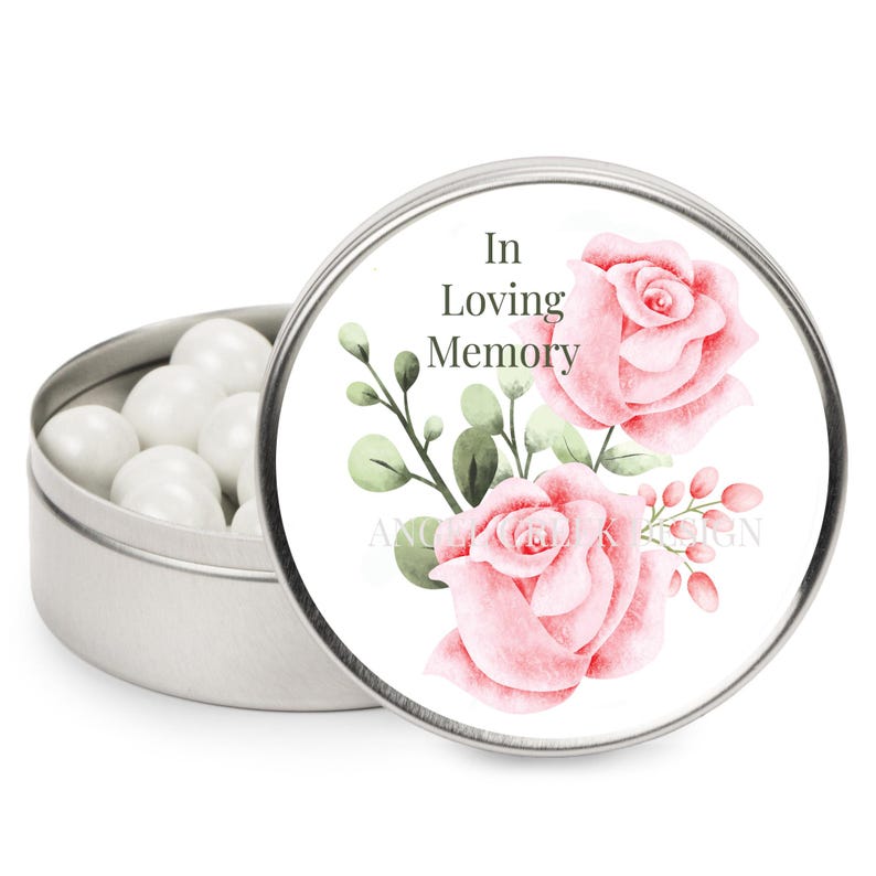 Pink Rose Memoriam Stickers, Blush Pink Rose Favor Stickers, in Memory ...
