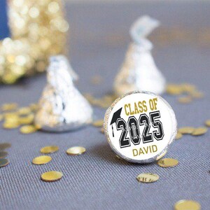 108 Hershey Kiss Labels, Personalized Graduation Candy Labels, Class of 2025 Candy Favors, Custom Graduation Labels, Graduation Name Favors