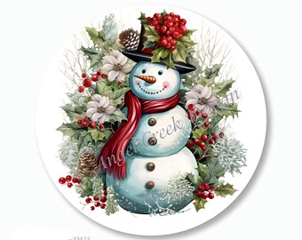 Snowman Stickers Holiday Envelope Seals Poinsettia Flowers Snowman Labels Snowman Favors Christmas Scrapbook Stickers