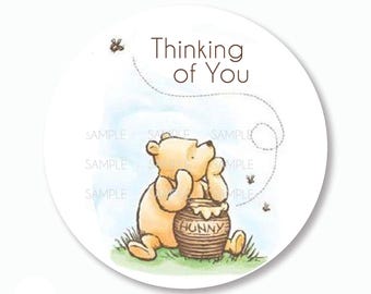 Classic Pooh Stickers, Pooh Thinking of You Stickers, Classic Pooh Envelope Seals, Winnie the Pooh Favors,  Pooh Honey Pot Labels