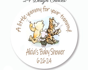 Pooh Baby Shower Favors, Classic Pooh Labels, Pooh Bear Stickers, Honey Baby Shower Sticker Favors, Winnie the Pooh 24 Designs, CP24
