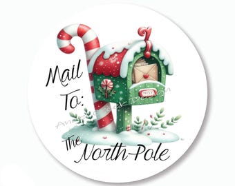 Christmas Stickers, Santa Mail Stickers, Scrapbook Stickers, Christmas Holiday Envelope Seals, Happy Mail Stickers, Mail to the North Pole