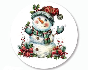 Snowman Stickers Holiday Envelope Seals Snowman Labels Snowman Favors Christmas Scrapbook Stickers Country Snowman