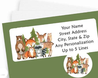 Woodland Animals Personalized Return Address Labels, Woodland Animals Envelope Seals, Woodland Animals Address Labels and Seals