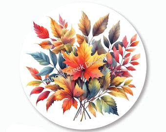 Autumn Leaves Stickers, Fall Leaves Stickers, Autumn Leaf Labels, Fall Favors, Autumn Envelope Seals