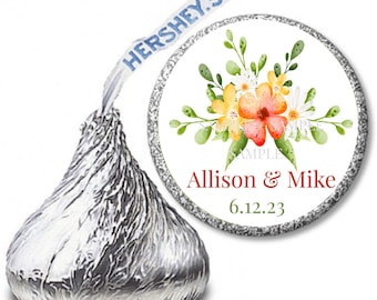 108 Hershey Kiss Labels | Wedding Candy Labels | Wedding Candy Favors | Personalized Bridal Shower Candy Labels | DF3K