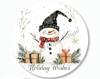 Snowman Stickers Holiday Envelope Seals Holiday Wishes Snowman Labels Snowman Favors Christmas Scrapbook Stickers
