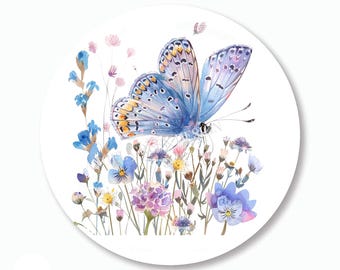 Summer Floral Stickers, Butterfly Stickers, Spring Butterfly Envelope Seals, Butterfly Favors,  Pretty Pastel Butterfly