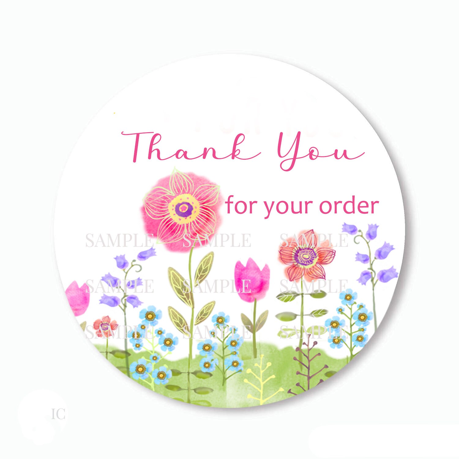 Thank You Stickers, Pastel Flowers Stickers, Thank You for Your Order ...