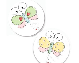 Pastel Butterflies Stickers, Summer Butterfly Stickers, Butterfly Labels, Butterfly Favors, Summer Butterfly Envelope Seals
